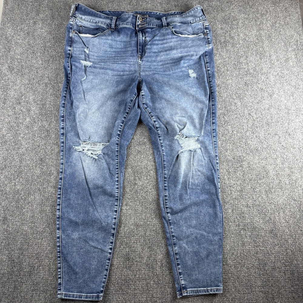 Torrid Jegging Jeans Women's 24XT Blue Denim Distressed Destroyed